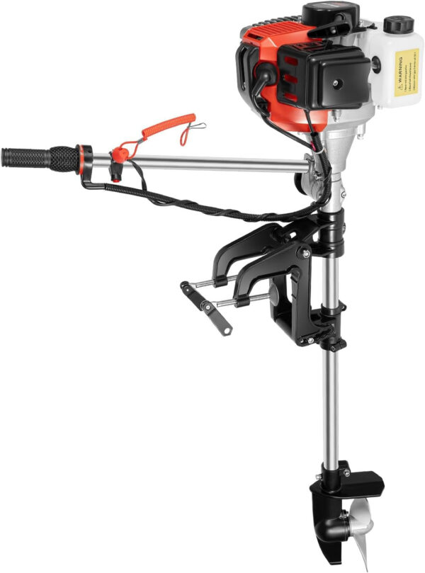 433ed9c929984b6fb470e2adbae1e2e2 2.3HP 2 Stroke Outboard Motor, 52cc Marine Boat Motor with Air Cooling System, Manual Pull Start for Fishing Boats Water Motor Tools, CDI Ignition System, 3-Blade Propeller, Anti-Vortex Baffle