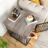 HOOBRO Dog Crate Furniture, Wooden Dog House, Decorative Dog Kennel with Drawer, Indoor Pet Crate End Table for Small Dog, Steel-Tube Puppy Cage, Chew-Proof, Rustic Brown and Black BF01GW03