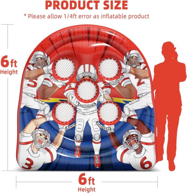 6Ft Football Target Toss Game – Inflatable Football Throwing Target Toy for Kids – Carnival Party Games