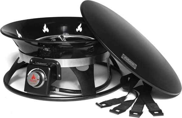 Portable Propane Fire Pit, 21-inch, 58,000 BTU with Fire Pit Cover & Carry Kit, Smokeless Gas Firebowl