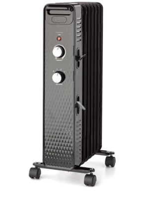 Mainstays 1500W Mechanical Oil Filled Electric Radiator Heater, WSH07O2ABB, Black