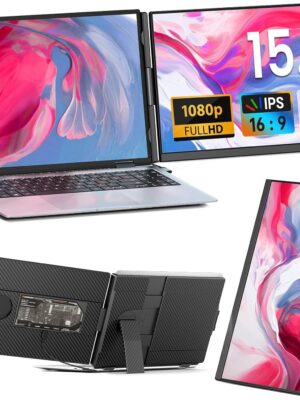 Laptop Screen Extender – 15.6′′ FHD 1080P Portable Monitor for Laptop, Detachable & Plug and Play Dual Laptop Monitor Extender for 13′′-17.3′′ Laptops, Compatible with Wins/Mac/Android/Chrome