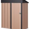 Aoxun 6.2×4 FT Shed Outdoor Storage Shed Metal Garden Shed with Lockable Doors & Slooping Roof Tool Shed Bike Shed for Backyard, Patio, Poolside (Brown)