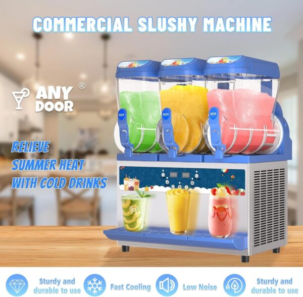 Commercial Slushy Machine – 1000W 30L Tanks Slush Maker Machine 304 Stainless Steel Commercial Margarita Machines Efficient Cooling the Ideal Slushie Maker for Bars Cafes Restaurants