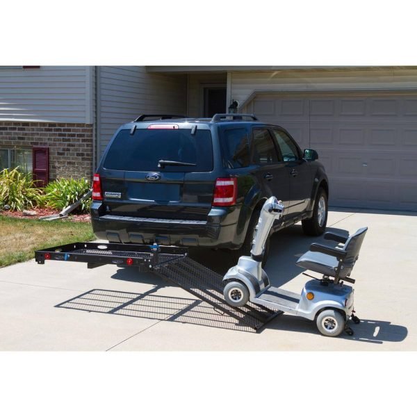 462742e65f4445ec803b4e832bb4036e SILVER SPRING SC400-V2 500 lbs. Capacity Hitch-Mounted Folding Steel Wheelchair or Scooter Carrier with 42 in. L Ramp