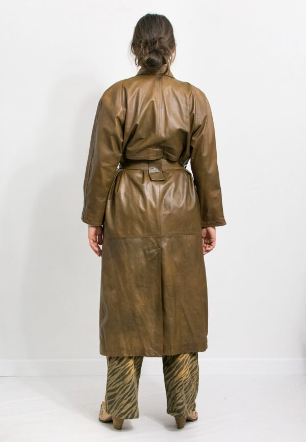 Brown leather trench