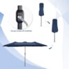 15ft Patio Umbrella with Solar Lights, Large Double Umbrella Outdoor, Rectangle 180”x106” Umbrellas with 156 PCS LED Lights and Crank Handle for Backyard Deck Pool Shade in Black(1.9′′ Pole)