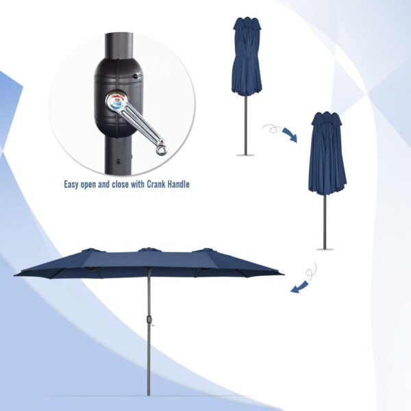 4686a84c9d2b40049b41e668917110cf 15ft Patio Umbrella with Solar Lights, Large Double Umbrella Outdoor, Rectangle 180”x106” Umbrellas with 156 PCS LED Lights and Crank Handle for Backyard Deck Pool Shade in Black(1.9′′ Pole)