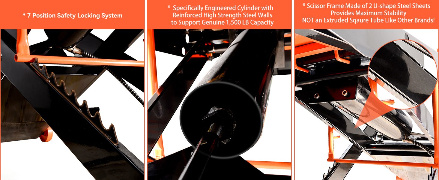 APlusLift MT1500X 48" Wide 1.500LB Air Operated Motorcycle ATV Lift Table - Bottom View