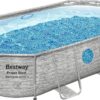 Bestway Oval Above Ground Pool Set (10′ x 6’7′′ x 33′′)| Includes Filter Pump & ChemConnect Dispenser