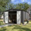 Aoxun 5×2.7 FT Outdoor Metal Storage Shed – Durable Water-Resistant Galvanized Steel, Sloping Roof Design, Lockable Door – Ideal for Tool Storage on Lawn, Patio & Backyard (Black)