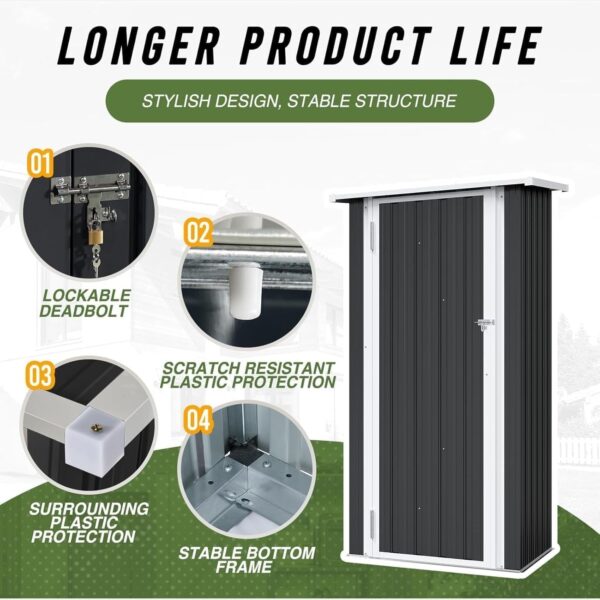 4719cadcd1fc4c959c03c6f76cc949a4 Aoxun 6.2×4 FT Shed Outdoor Storage Shed Metal Garden Shed with Lockable Doors & Slooping Roof Tool Shed Bike Shed for Backyard, Patio, Poolside (Brown)