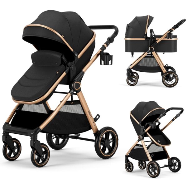 47226d7375b44ddf9065b16336a1c572 2 in 1 Baby Stroller, Convertible Bassinet Pushchair for Infants and Newborns 0-36 Months