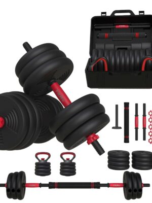 SmartBell Gym, 60lb 4-in-1 Portable Interchangeable Dumbbell, Barbell, and Kettlebell Set with Adjustable Weights,