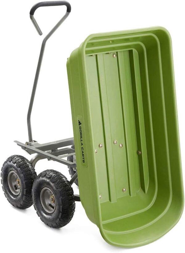 4792e66c95b94fe8bdae77aae65501aa Heavy Duty Poly Utility Dump Wagon Garden Cart w/Pneumatic Tires, 6 Cu Ft – 1200 lb Capacity Outdoor Wheelbarrow for Yard, Landscaping & Gardening, Lawn Tractor or ATV Towable-Gorilla Carts