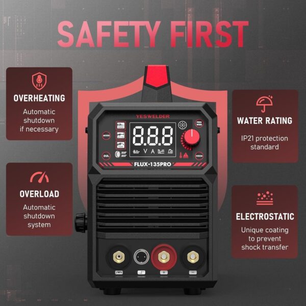 4815feab21594ce885659d299bb3da27 135Amp MIG Welder,110V Flux Core Welder Flux MIG/Lift TIG/Stick 3-in-1 Large LED Digital Display Welding Machine IGBT Inverter Welder FLUX-135PRO