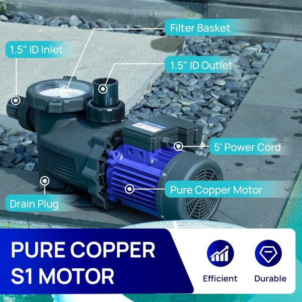482df7dadbc642d1b049d711ee51263e AQUASTRONG In/Above Ground Pool Pump, High Flow (with Timer, 2HP, 8917 GPH, 220V)