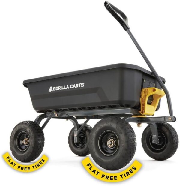 486f4c288bd749b39e229900f5b7bb08 7GCG-NF Heavy-Duty Poly Dump Garden Cart with No-Flat Tires, 7 Cubic Feet, 1200-Pound Capacity, Black, Amazon Exclusive