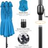 15 ft Large Patio Umbrella with Solar Lights Double-Sided Outdoor Rectangle Market Umbrellas with 36 LED Lights/Base Included/Easy Crank for Patio Garden Yard Pool Lawn, Brown