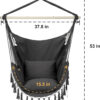 Y- Stop Hammock Chair Hanging Rope Swing, Max 500 Lbs, 2 Cushions Included, Large Macrame Hanging Chair with Pocket for Superior Comfort, with Hardware Kit (Beige)