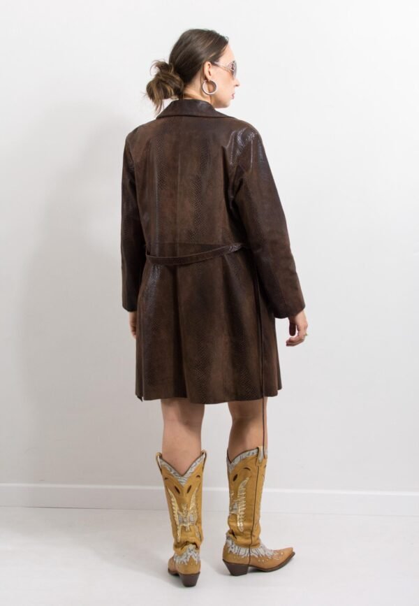Brown leather trench