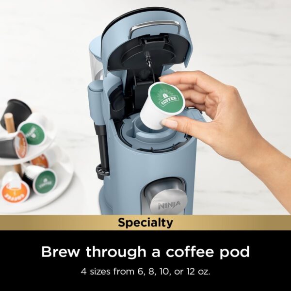 48cb2dc18f69497ebb9cfa5a0767e7a7 Ninja Pod & Grounds Specialty XL Single-Serve Coffee Maker, K-Cup Pod Compatible, Brews Grounds, Compact Design, Built-In Milk Frother, 68-oz. Reservoir, 6-oz. Cup to 24-oz. Mug Sizes, Stone, PB055AST
