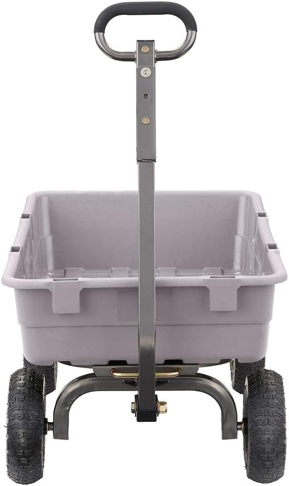 4938b29274f740e2b7fdf4d9a0368a6a Heavy Duty Poly Utility Dump Wagon Garden Cart w/Pneumatic Tires, 6 Cu Ft – 1200 lb Capacity Outdoor Wheelbarrow for Yard, Landscaping & Gardening, Lawn Tractor or ATV Towable-Gorilla Carts