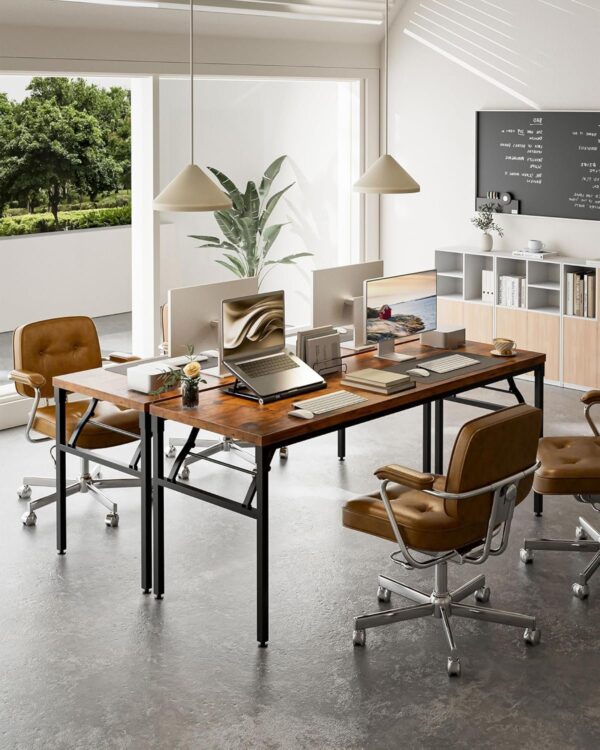 TEMI Small Computer Desk Folding Table – 35.8′′ Foldable Office Desk, No Assembly, Perfect for Small Spaces in Bedroom, Dorm, or Apartment, Portable Mini Desk or Study Table with Compact Design, Brown