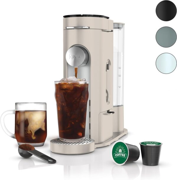 495dfb88399640d2bedcf31b62dd58e3 Ninja Pod & Grounds Specialty XL Single-Serve Coffee Maker, K-Cup Pod Compatible, Brews Grounds, Compact Design, Built-In Milk Frother, 68-oz. Reservoir, 6-oz. Cup to 24-oz. Mug Sizes, Stone, PB055AST