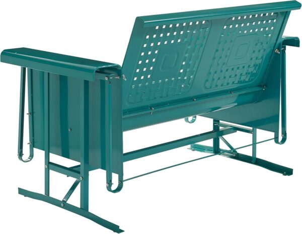 Crosley Furniture Bates Retro Metal Outdoor Loveseat Glider (CO1024-TU) and Arm Chair Set (CO1025-TU), Turquoise Gloss