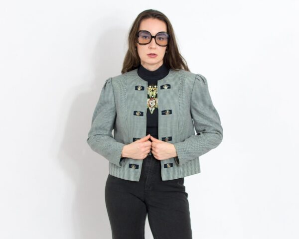Black white wool blazer