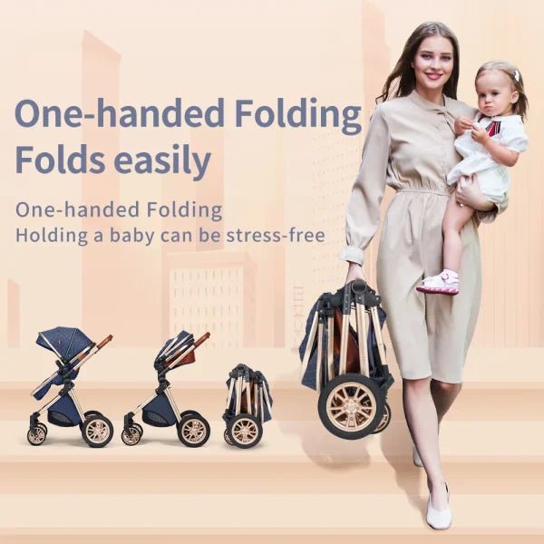 49c672a4a4e64764b635194cadbae014 B.Childhood High Landscape Baby Stroller Folding Reversible Seat,Unisex,Blue
