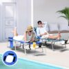 3-in-1 Outdoor Sun Tanning Lounge Chair with Face Hole – 5-Position Recliner, Folding Side Table & Removable Pillow, 330lbs Capacity, Blue