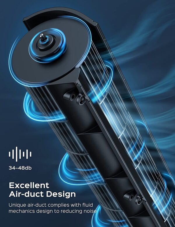 49e9cff5902f4d54809417ec99b8a289 106cm Tower Fan with Remote. Floor Fan Oscillating 90 Powerful Fan 6 Speeds. Quiet Bladeless Cooling Fan