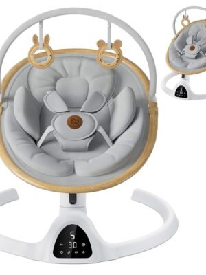 Baby Swings for Infants, Bluetooth Infant Swing with Music Speaker with 3 Seat Positions, 5 Speeds and Remote Control – Portable Baby Swing for Indoor and Outdoor (White)