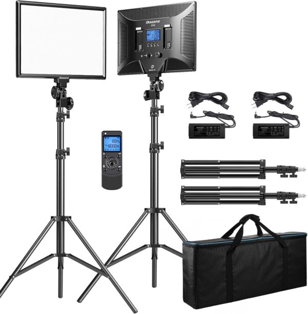 D50 LED Video Light Panel Lights 15.4′′, 2 Packs 45W 3000K-8000K Bi-Color Dimmable Photography Lighting, CRI 96+ Videography Lighting for Video Shooting/Gaming/Live Stream/Studio/Film