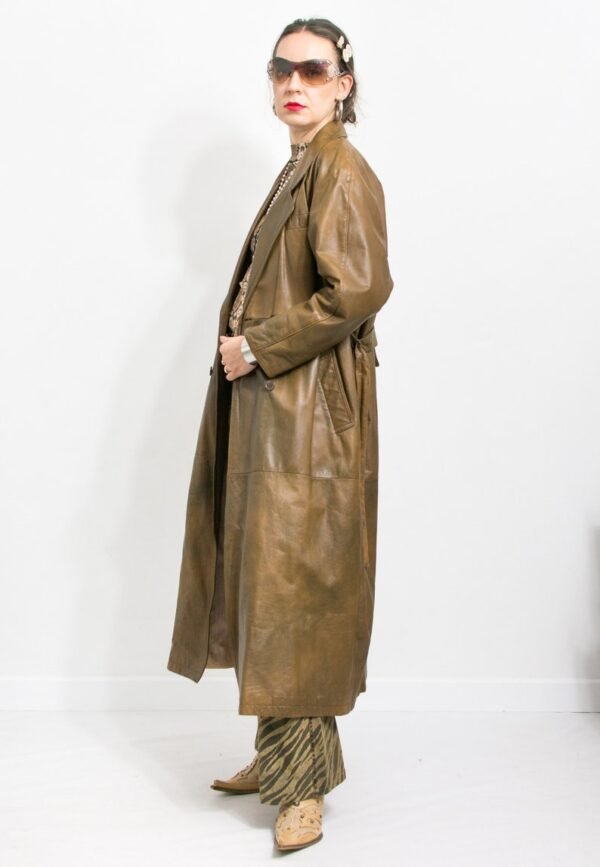 Brown leather trench