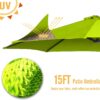 15ft Patio Umbrella with Solar Lights, Large Double Umbrella Outdoor, Rectangle 180”x106” Umbrellas with 156 PCS LED Lights and Crank Handle for Backyard Deck Pool Shade in Black(1.9′′ Pole)
