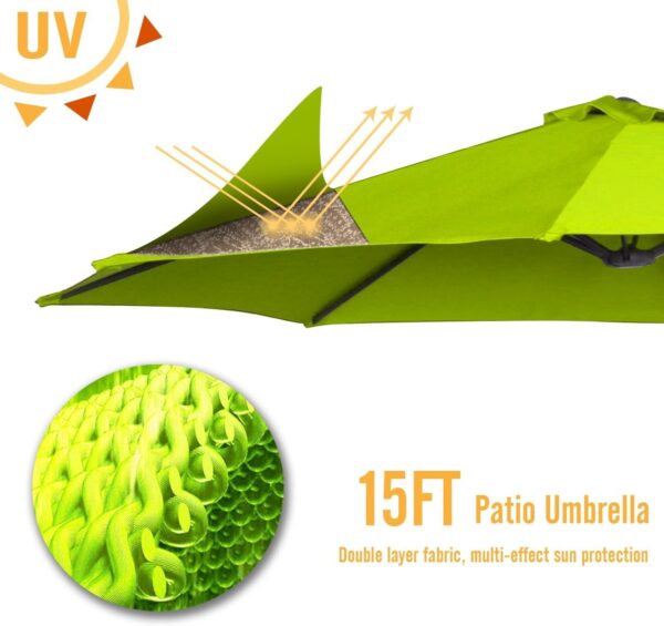 4a4c72f861b44410895282d901b3d06d 15ft Patio Umbrella with Solar Lights, Large Double Umbrella Outdoor, Rectangle 180”x106” Umbrellas with 156 PCS LED Lights and Crank Handle for Backyard Deck Pool Shade in Black(1.9′′ Pole)