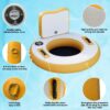 Round Inflatable Floating Dock, Sunchill Float Ring, Hammock Tanning Pool with 4in Woven Fabric, Manual Pump for 1-2 Min Quick Inflate/Deflate, Fits 2-8, Ideal for Lakes, Pools, Oceans