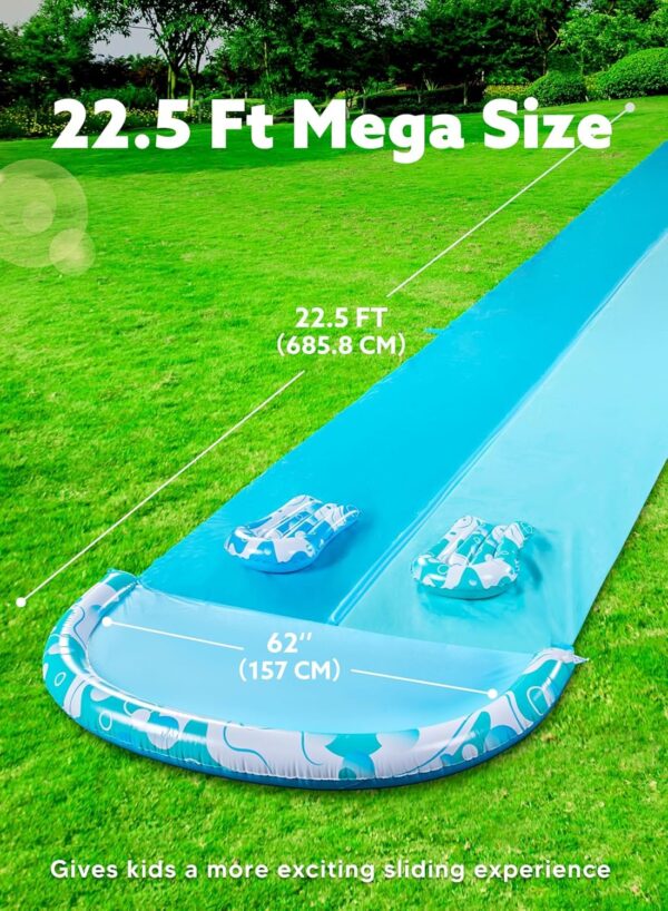 JOYIN 32.5FT Water Slide and 2 Inflatable Boards, Extra Long Double Lawn Heavy Duty Splash Mat Pad with Sprinkler for Kids Adults Backyard Summer Water Toy Outdoor Fun, Blue, Orange
