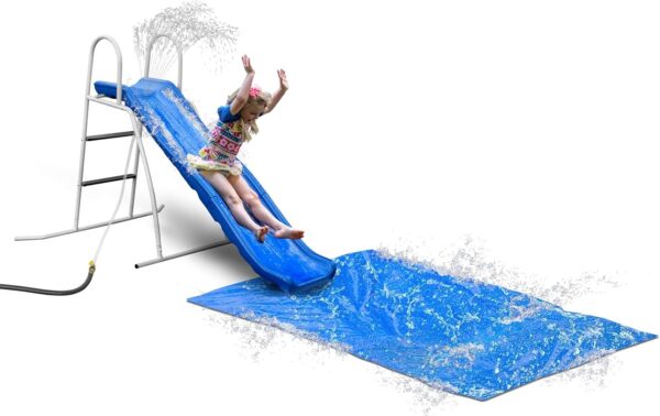 4b0c7dd7c5d84d4bbb05fae14cc627ed XDP Recreation 6 Foot Water Wave Slide with Built In Adjustable Sprinkler, Freestanding with Ground Pad and Hose Extension for Lawn Fun, Ages 3 to 8