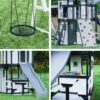 Backyard Discovery Canyon Creek Cedar Wood Swing Set with Wave Slide, Clubhouse, Play Kitchen, Picnic Area, Belt Swings, Web Swing, Rock Wall, Balconies, Playhouse, Step Ladder, Outdoor Playset