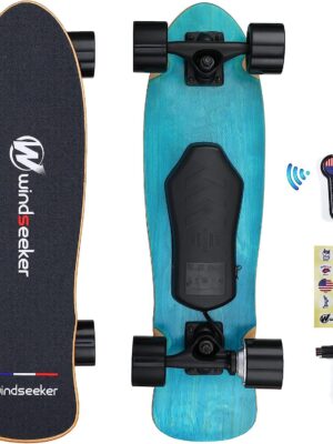 Electric Skateboard with Remote Control for Beginners Cruiser E-Ska with DIY Stickers
