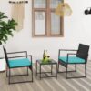 Patio Furniture Set 4 Pieces Outdoor Rattan Chair Wicker Sofa Garden Conversation Bistro Sets for Yard (Brown)