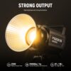 130W RGB LED Video Light APP/2.4G Control 17 Effects, 2500-7500K 19800lux/1m COB Continuous Lighting Output with CRI97/TLCI98 4 Dimming Curves, Spotlight for Studio Shoots, FS150C