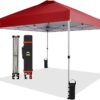 CROWN SHADES 10×10 Pop Up Canopy – Beach Tent with One Push Setup – Easy Outdoor Sun Shade for Events, Parties, Camping – Gazebo with STO-N-Go Cover Bag, Silver Coated Top, White