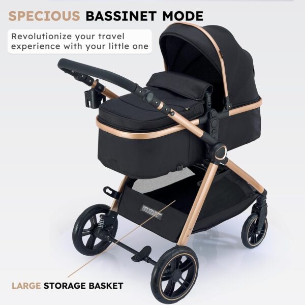 4c6f95ef5be74b3586374177afc68c33 2 in 1 Baby Stroller, Convertible Bassinet Pushchair for Infants and Newborns 0-36 Months