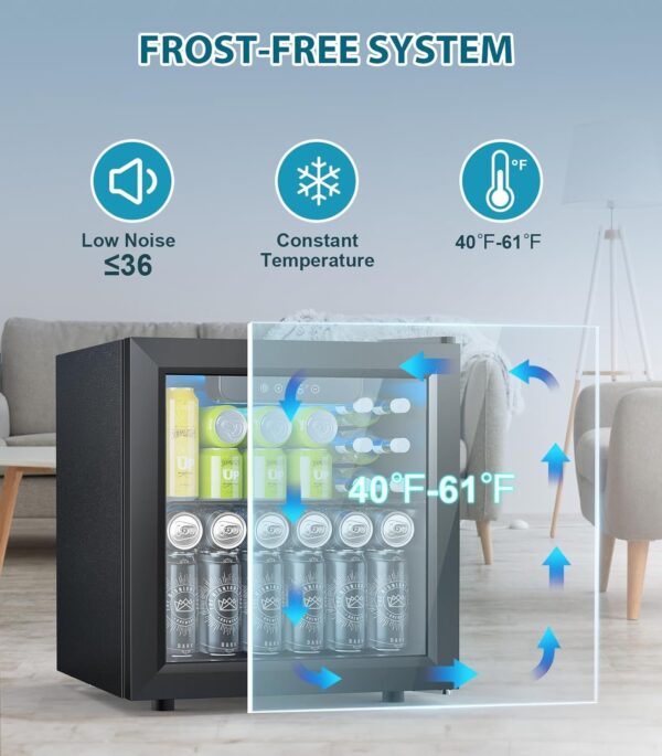 Mini Fridge 130 Can Beverage Refrigerator Cooler, 3.2 Cu.Ft Drink Fridge for Soda Wine Beer, Adjustable Temperature Control for Home Office, Black