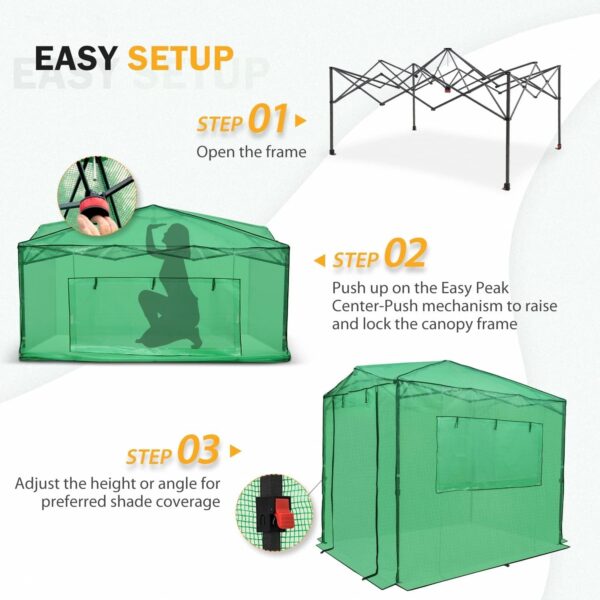 4cf996f235e441d2b7511be96427a303 EAGLE PEAK 6×4 Portable Walk-in Greenhouse, Pop-up Indoor Outdoor Garden Green House, Zippered Door and Windows, PE Cover, White